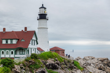 Fototapeta na wymiar The Portland Head Light in Cape Elizabeth, Portland, Maine, USA.