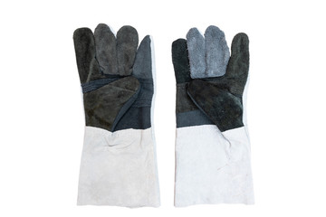 leather work gloves isolated on white background with clipping path