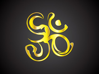 abstract artistic golden om text