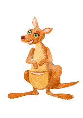 Kangaroo. Cartoon illustration on white backdrop