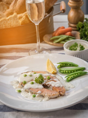 Grilled salmon steak