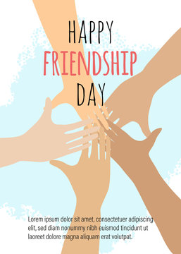 International day of Friendship. Vector illustration. Five hands.