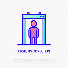 Metal detector in airport thin line icon. Modern vector illustration.