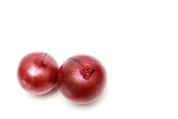 Fototapeta na wymiar Two red onion isolated on white background