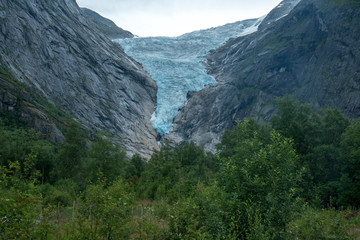 global warming glacier. briksdal glacier in Briksdalbreen, norway