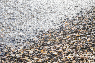 Sea stones on the seashore in the summer