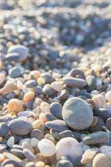 Sea stones on the seashore in the summer