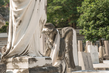 Cemetery in Hong Kong downtown on sunny day