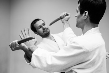 Fight between two aikido fighters