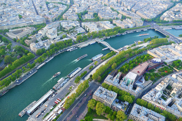 Fototapeta premium Aerial view of River Seine, Paris, France
