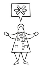 Vector cartoon doctor man with speech bubble and saying no smoking
