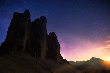 Milky Way astrophotography with Tre Cime di Lavaredo
