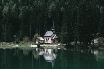 Fototapeta na wymiar Mountains Lakes and Nature in the Dolomites, Italy