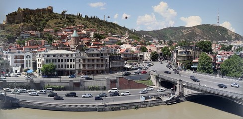 Panoramic view over old town in Tbilisi © takonya