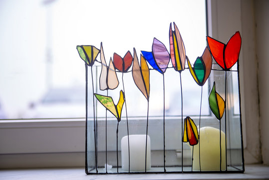 Decorative colored glass product
