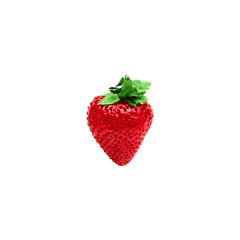 Strawberry Top view One large ripe strawberry is lying on a white background Photo template with copy space