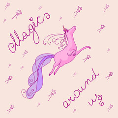 unicorn, vector for t-shirt, print, card	