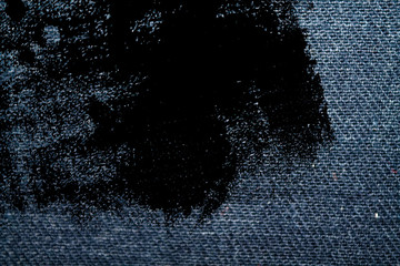 Grunge dirty Blue denim macro texture with seam for jeans background