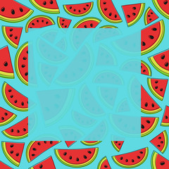 Summer background with watermelons and copyspace. Vector.