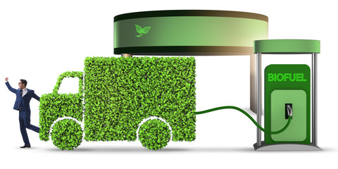 Man in ecofuel concept for delivery vehicles