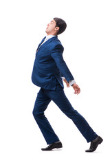 Young puppet businessman isolated on white background