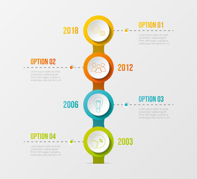 Concept of company milestone with  colourful icons.Vector.