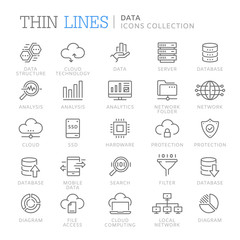 Collection of data line icons