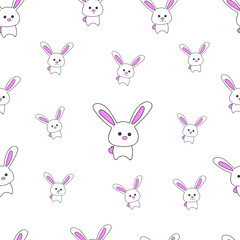 Seamless pattern background design rabbit on white, Vector illustration