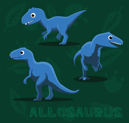 Naklejka premium Dinosaur Allosaurus Cartoon Vector Illustration