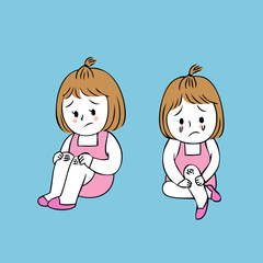 Cartoon cute girl falling vector.