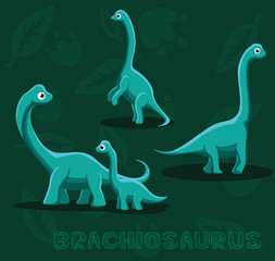 Dinosaur Brachiosaurus Cartoon Vector Illustration