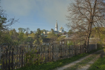 Old Russian monastery on the green hill