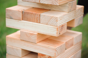 Close up blocks wood game