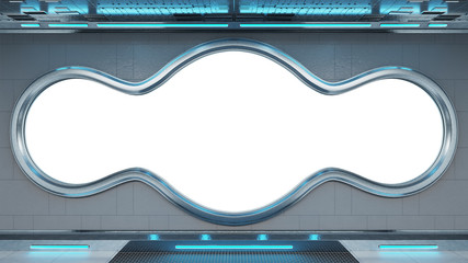 White tech spaceship round window interior background 3D rendering © sdecoret