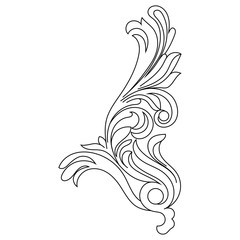 Vintage baroque ornament, corner. Retro pattern antique style acanthus. Decorative design element filigree calligraphy vector. - stock vector