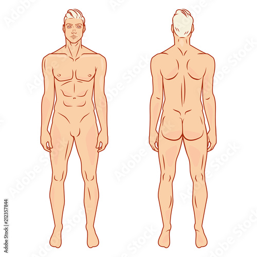 Man Full Body Front And Back View Template Vector Ilration Set Man Full Body Front And Back View Template Vector Ilration Set