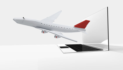 computer notebook airplane 3d-illustration