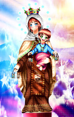 Fototapeta premium Virgin of Carmen anime style.