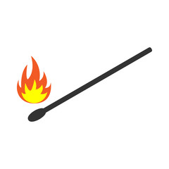 Burning safety match. Vector.
