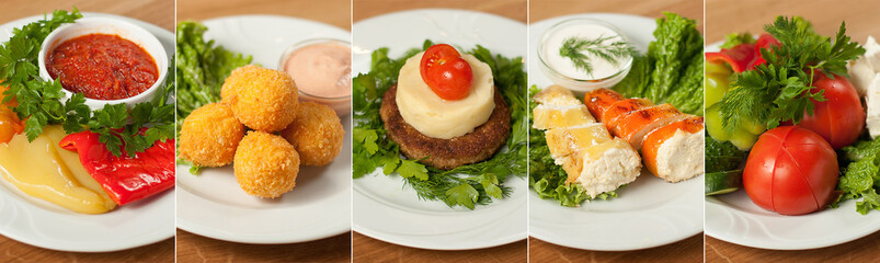 Food collage different kinds of eat