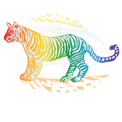 Tiger mit Regenbogenfarben