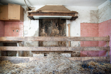 manure inside an old house