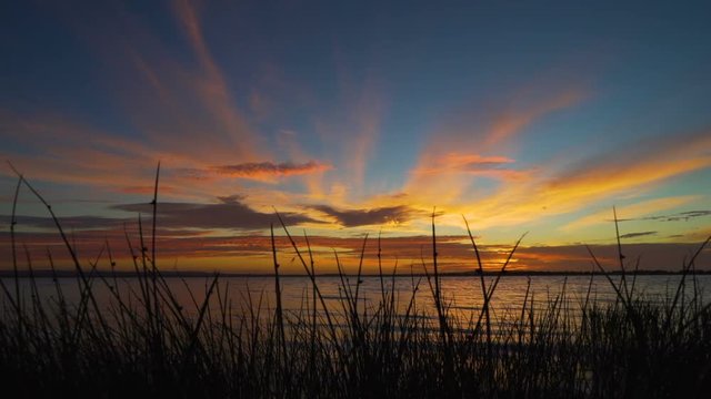 Sunset with stunning colors over lake Colac in Victoria, Australia