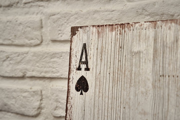 Wooden playing cards aces for decoration