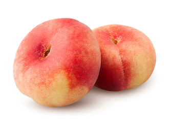 Flat peach isolated on white background, clipping path, full depth of field