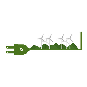 green energy plug with turbines energy vector illustration design