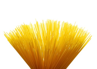 Spaghetti, yellow pasta isolated on white 