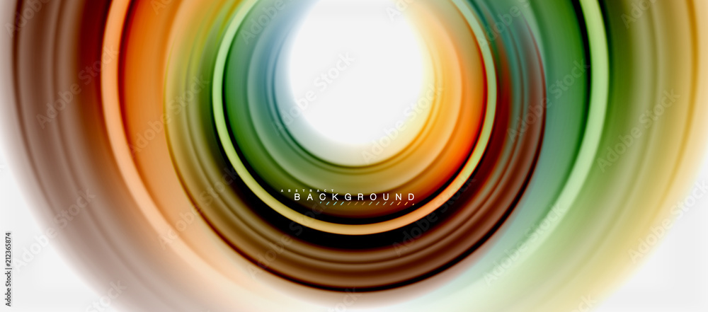 Aufkleber rainbow fluid color line abstract background - swirl and circles, twisted liquid colours design, col
