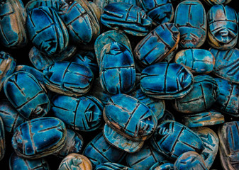 Egyptian Blue Scarabs - obrazy, fototapety, plakaty