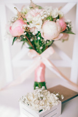 Beautiful bridal accessories for brides during fees. Dressing table.